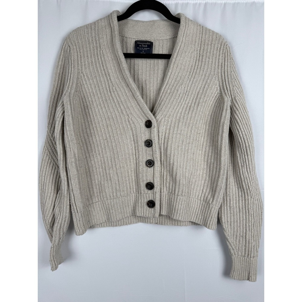 Abercrombie & Fitch Cardigan Knit‎ Ribbed Button Front Sweater Neutral Size S